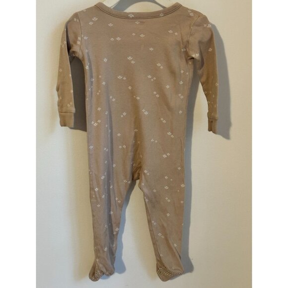 Colored Organics Baby Footed Sleeper 6-12M Clay Tulip Long Sleeve Snap Closure - Picture 3 of 6